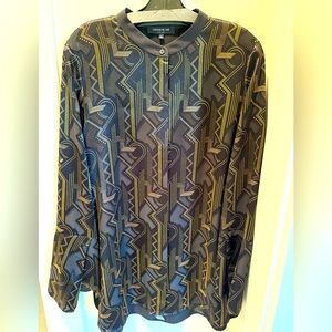Lafayette 148 Black and Gold Patterned Blouse